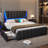 Modern Leather Upholstered Platform Bed with Storage Drawers Black-125769329