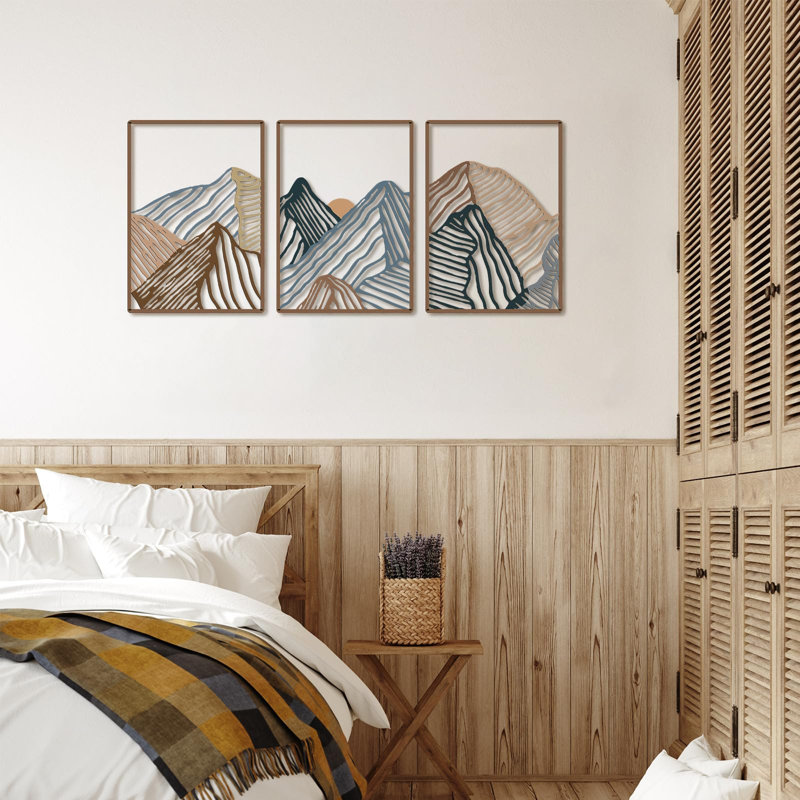 Vibrant Mountain Scene Metal Wall Art Set of 3