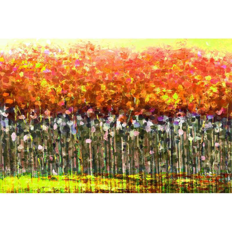 Arbres dorés - peinture sur toile tendue, H 8 po x l 12 po