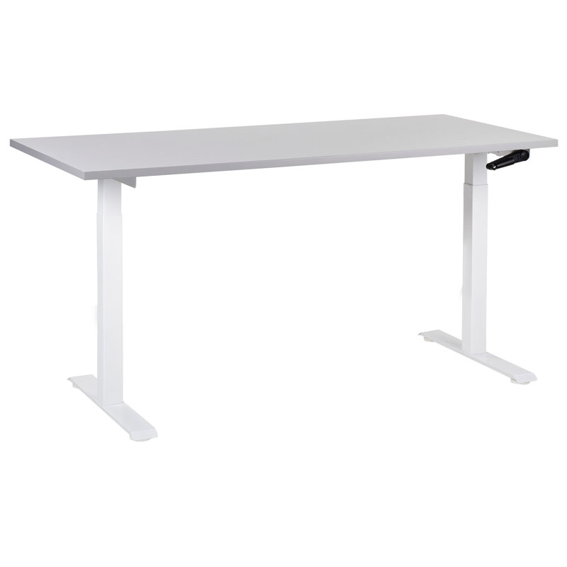 Nateasha Adjustable Metal Base Standing Desk, White, Grey, 119cm H x 160cm W x 72cm D