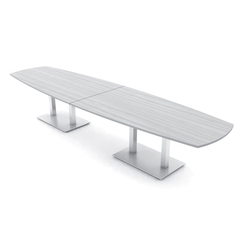 Table de conférence Arc Boat, Cyprès blanc, Argent argent, H 30 po x l 168 po x P 48 po