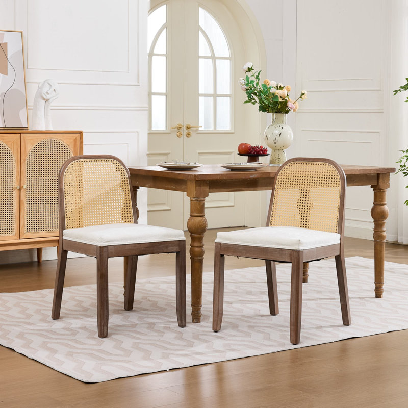 Ensemble de 2 chaises de salle à manger Cane, Beige