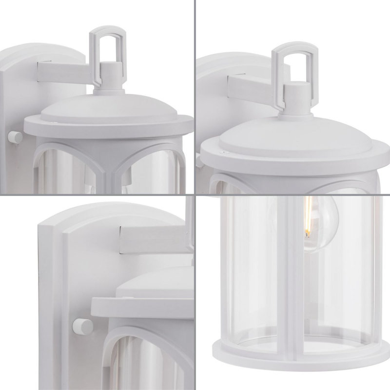 White and Clear Glass Outdoor Wall Lantern