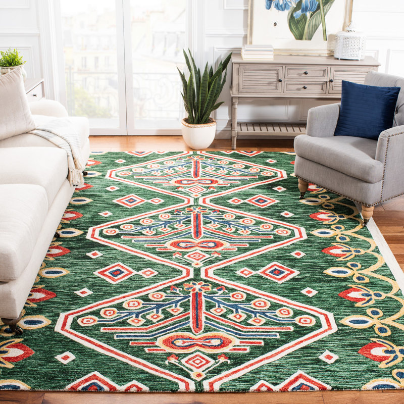 Wilstead Hand Tufted Wool Southwestern Rug, Rectangle 4' x 6'
