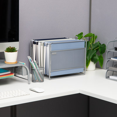  Hanging File Folder Organizer, Desktop Organizer, Storage, Office, Metal Mesh, 13"L x 9.75"W x 10.25"H