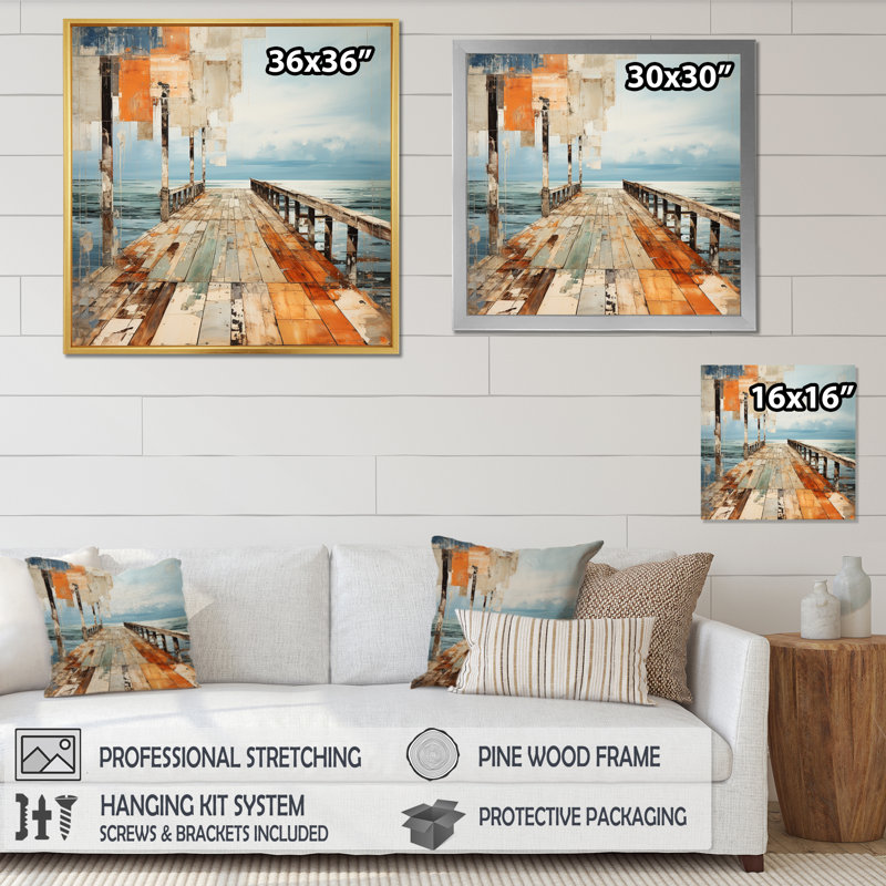 Coastal Pier Perspective III - Nautical & Beach Wall Art Prints, H 30 po x l 30 po x P 1 po, Cadre photo blanc