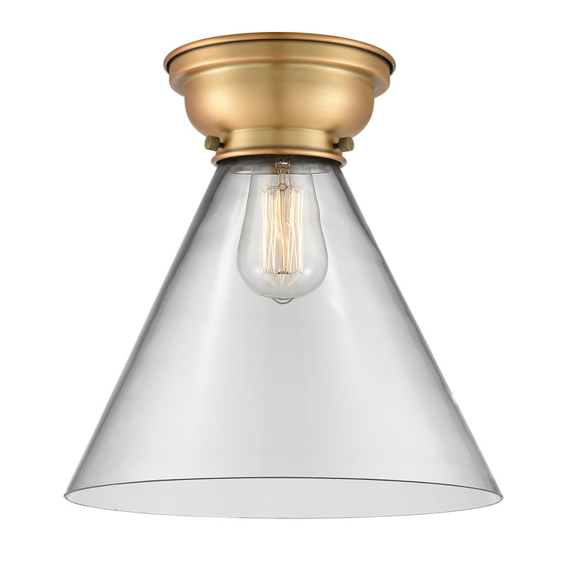 Plafonnier en verre, Laiton brossé, DEL, Non