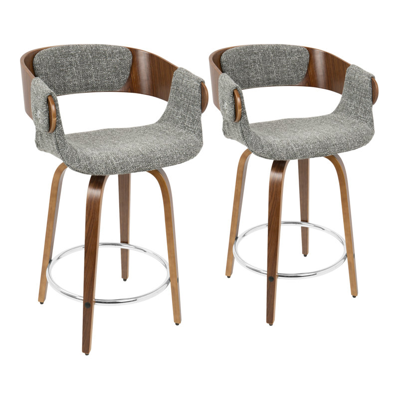 Tabouret de comptoir moderne en noyer et gris Elisa par Lumisource - ensemble de 2, Gris