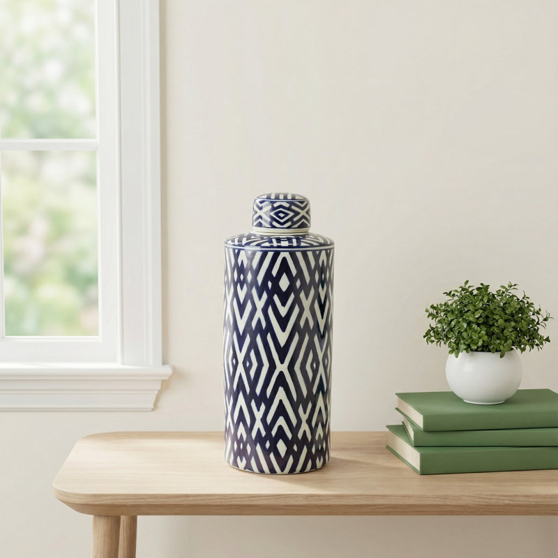 D7x18" Gallier Handmade Ceramic / Porcelain Decorative Urns & Jars, 18" H x 7" W x 7" D