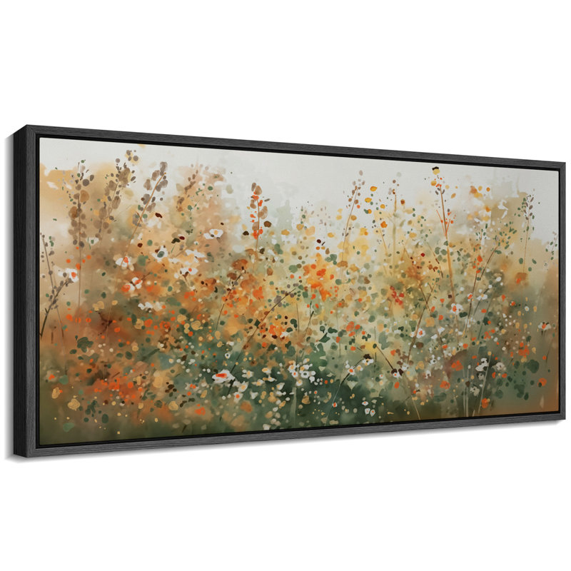 «Orange Green Wildflower», art mural, impression numérique sur toile, art numérique, H 30 po x l 60 po