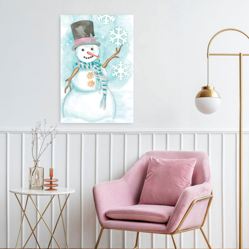 Bonbon bonhomme de neige pastel abstrait, art contemporain de paysage d'hiver, H 24 po x l 16 po