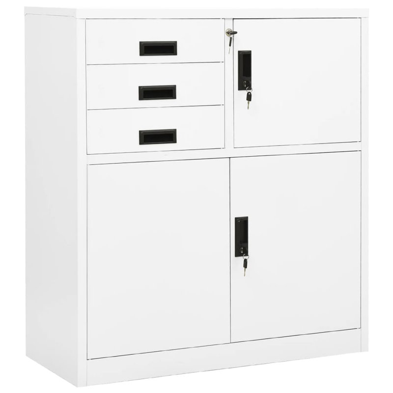 Office Cabinet 35.4" x 15.7" x 40.2" Steel, White