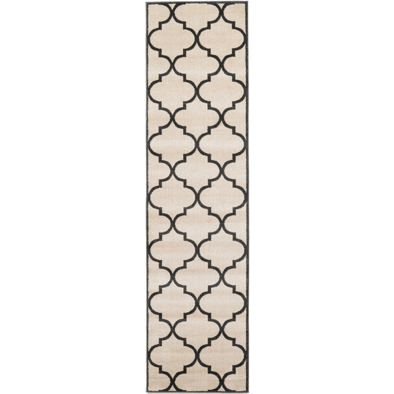 Tapis géométrique beige Molly, Tapis de couloir 2 pi 7 po x 10 pi