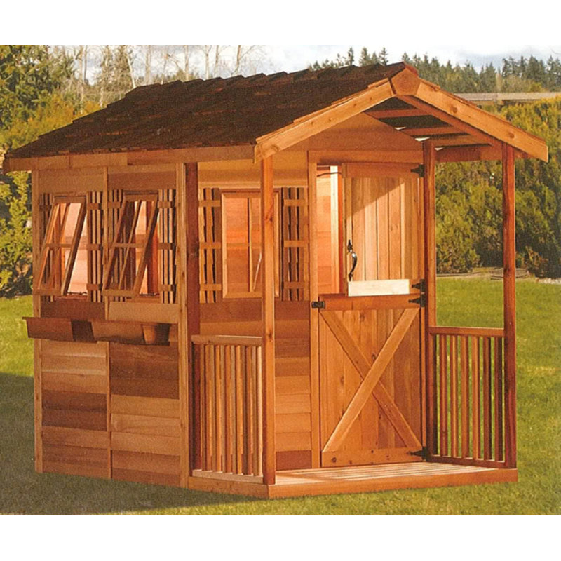 Western Red Cedar Wood Garden Shed with Sliding Door and Windows
