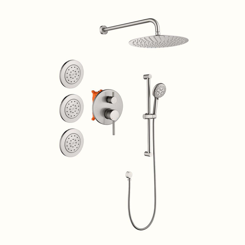 Complete Shower System with Rough in-Valve, Brushed Nickel