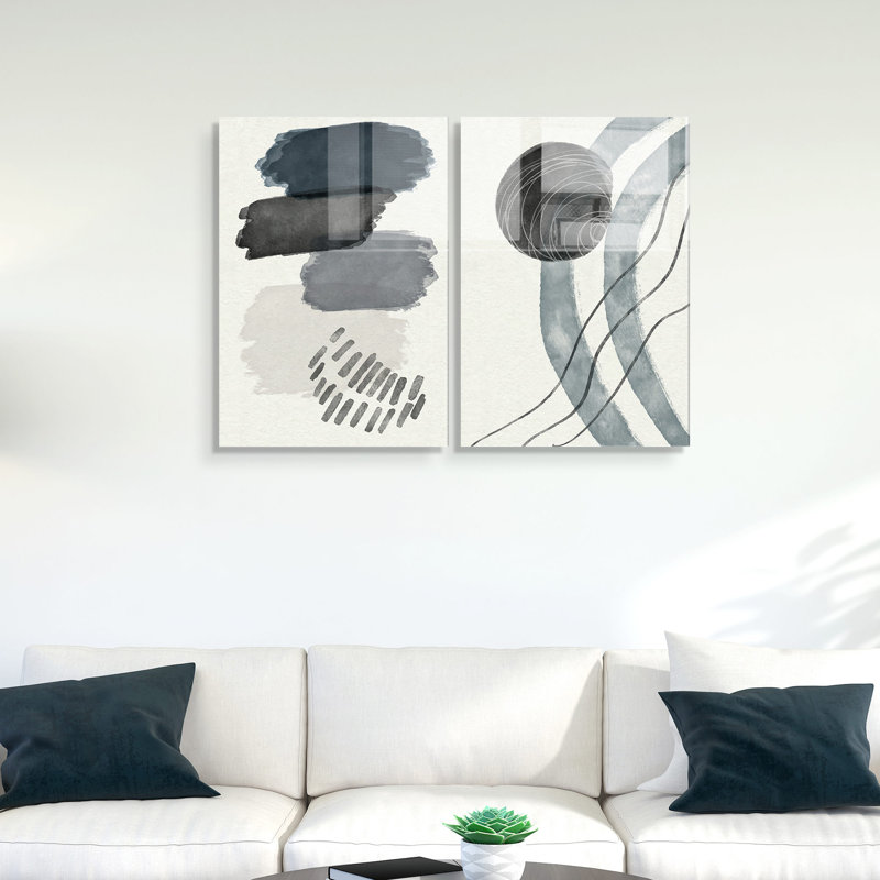 Élégantes peintures décoratives en verre trempé (2 pièces), 19,7 x 27,6 pouces | 100% verre trempé, épaisseur: 0,16 pouce | Art moderne pour la décoration intérieure, parfait pour les salons et les bureaux, superbe attrait visuel