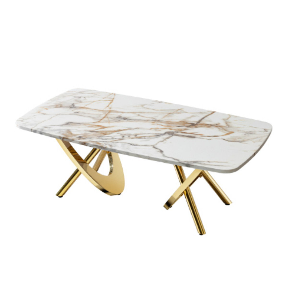 Everly Quinn Gold stainless steel marble pattern coffee table | Wayfair