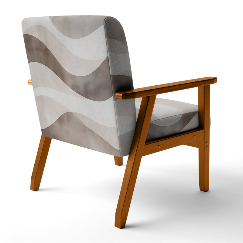 Chaise rembourrée abstraite Minimalisme, Accoudoirs carrés bruns