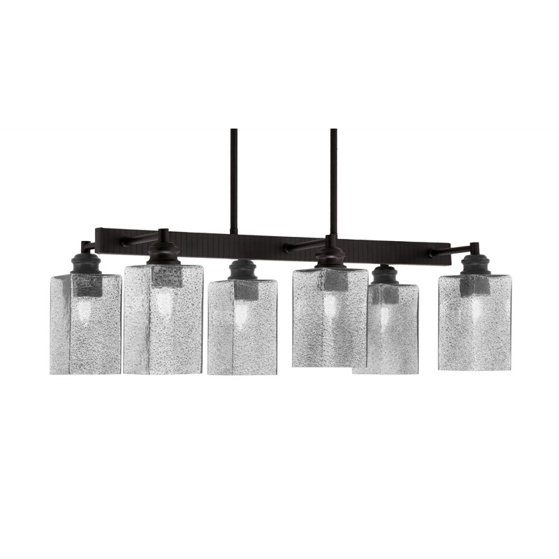 Barre d'éclairage 6 lumières Edge avec verre carré, Espresso, Fumée, H 9,5 po x l 27,5 po x P 13,75 po
