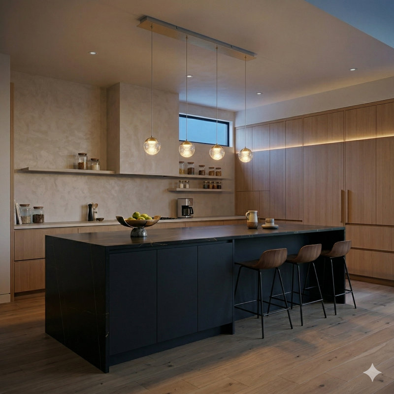 Luminaire suspendu linéaire à 4 lumières pour îlot de cuisine avec détails en cristal Heatherly, Laiton brossé