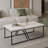 Modern Coffee Table Set (2 Pieces), White, 47.2 x 23.6 x 15.2 inches & 31.5 x 23.6 x 15.9 inches | 100% Melamine Coated Particle Board, Thickness: 0.7 inches | Stylish Black Metal Legs, Perfect for Contemporary Living Rooms-1269735944-1269735956