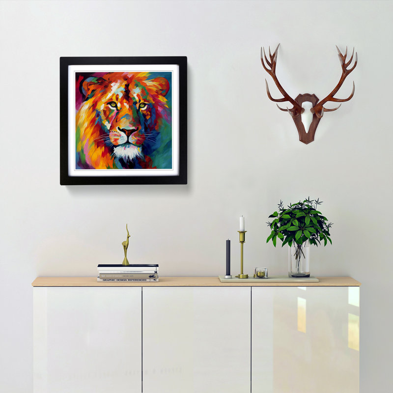 Lion Fauvism No.2 - Framed Print, Black