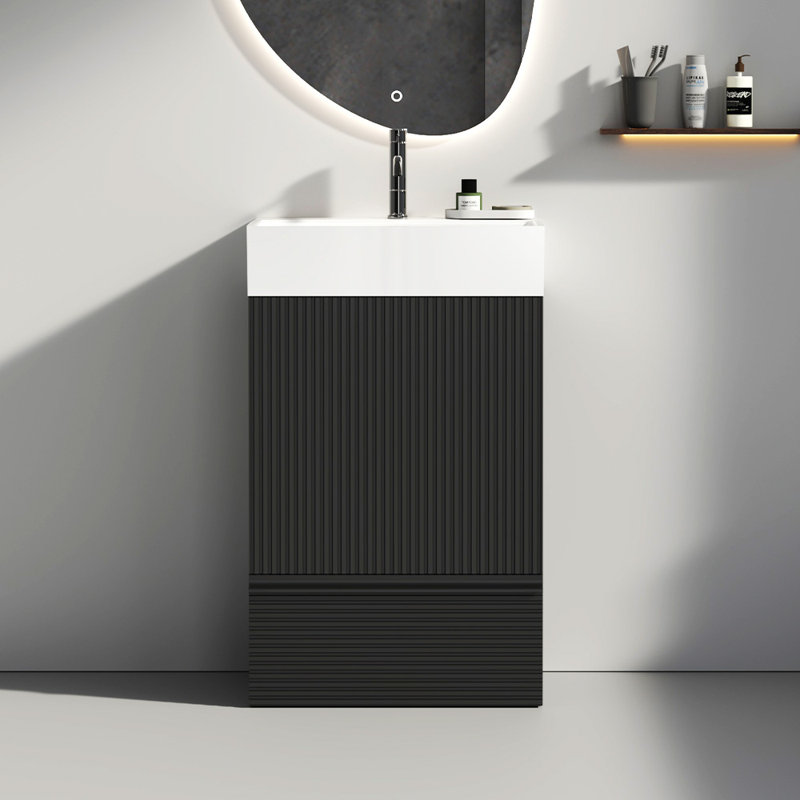 Meuble-lavabo autoportant pour salle de bain moderne 20 po, Noir