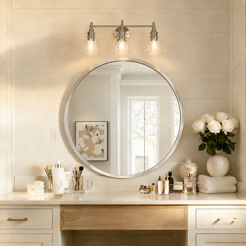 Cassiel 3-Light Dimmable Vanity Light, Silver