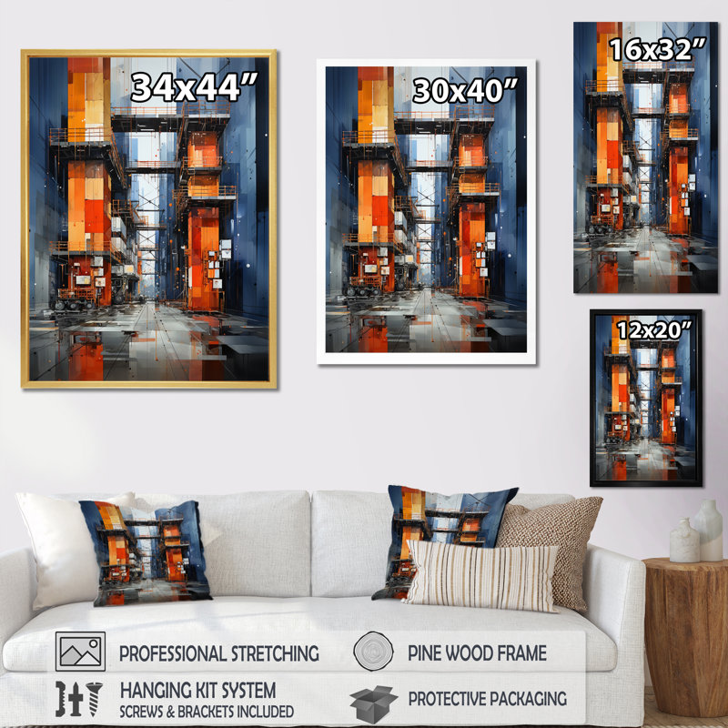 Port Symphonie industrielle sur toile, Cadre photo noir, H 20 po x l 12 po x P 1 po