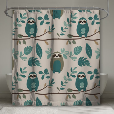 Sloth Leaf Branch Shower Curtains Extra Long