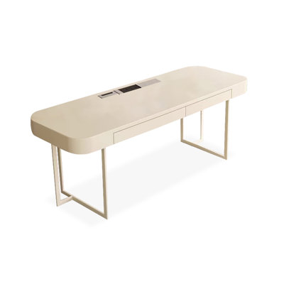 55.12"White Rectangular Manufactured Wood with 2 drawers desk