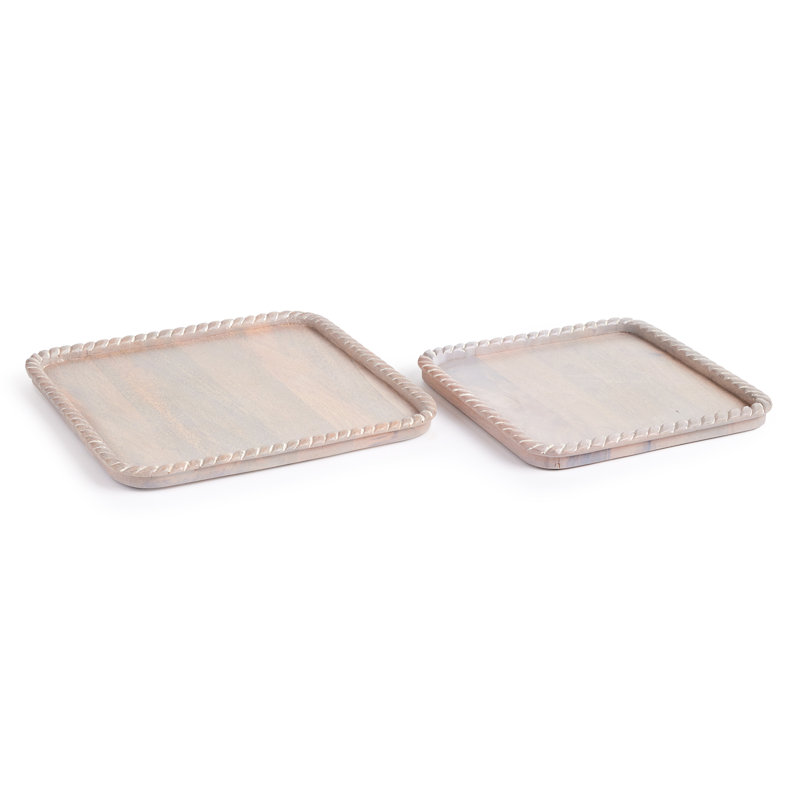 Solid Wood Decorative Tray, White