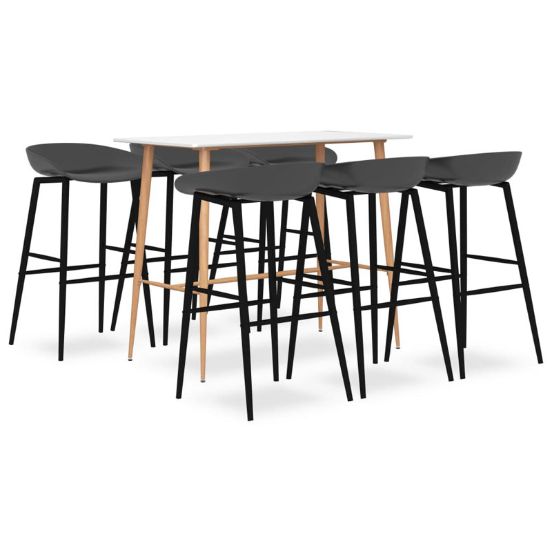Barlow 6 - Person Dining Set, Grey/Black, White