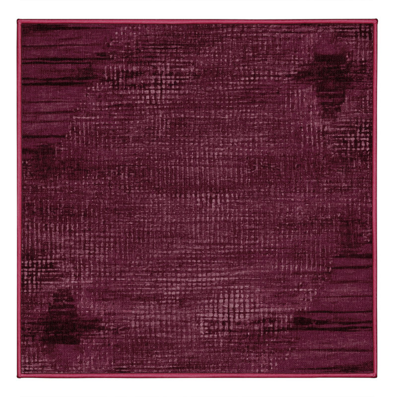 Machine Washable Abstract Red Area Rug, Square 7'