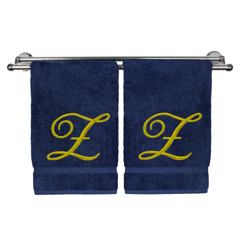 Super Plush Hand Towel, Navy/Gold, Z