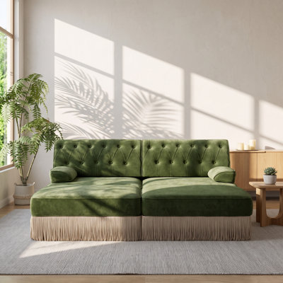 Canapé modulaire en velours 2 pièces Chesterfield l 76,6 po x P 60,3 po x H 34,2 po