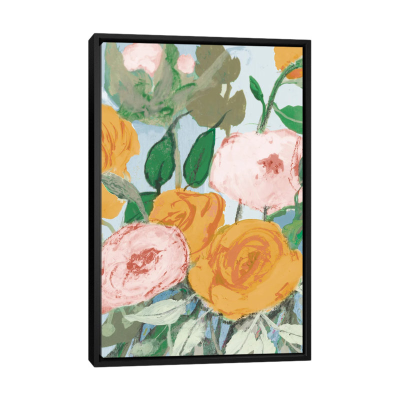 Summer Roses by Robin Maria - Painting on Canvas, Black Floater Frame, 66.04 cm H x 45.72 cm W