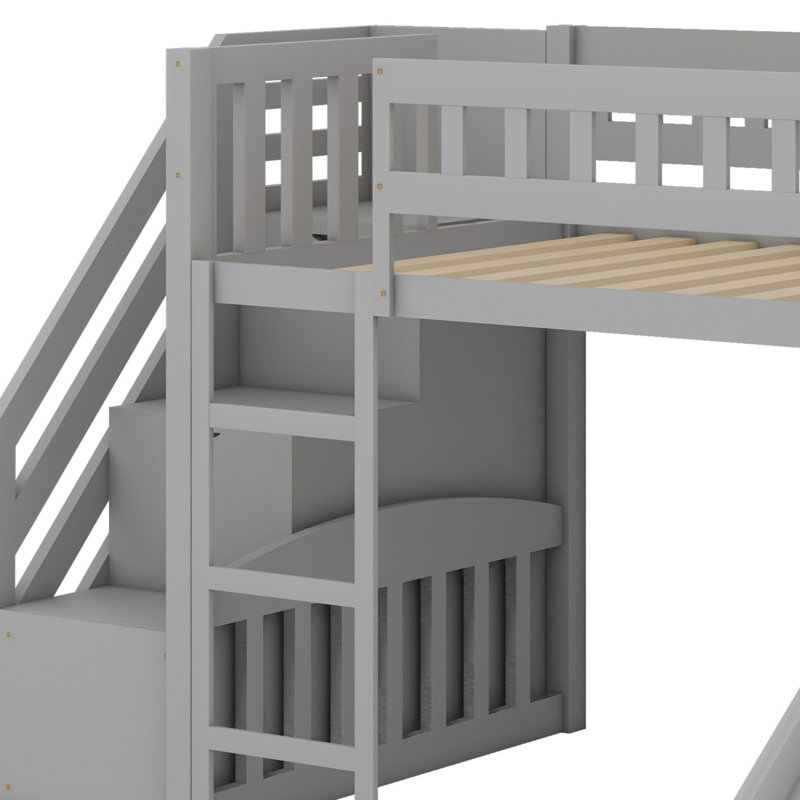 Lit mezzanine avec escalier et glissade