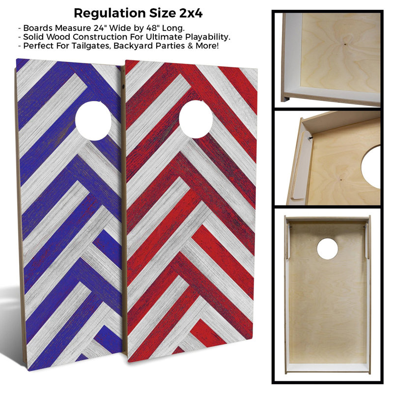 Ensemble de planches de cornhole 2 pi x 4 pi avec planches et cornhole Country Living, Rouge/bleu