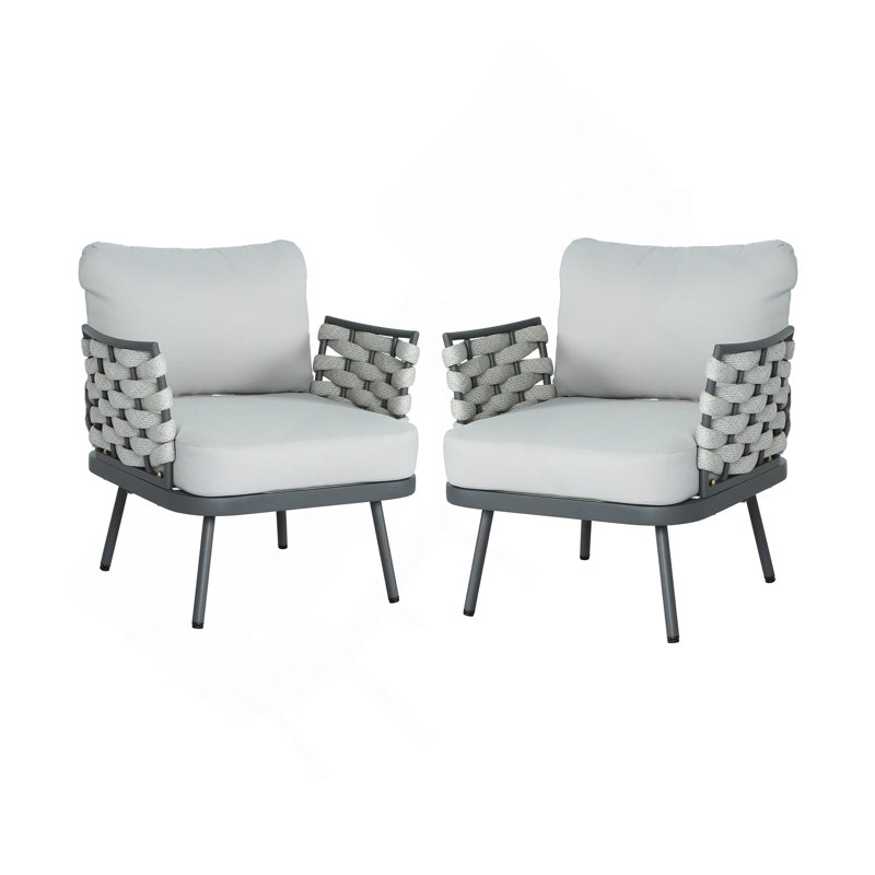 Ensemble de 2 fauteuils club en acier Mariano, gris, Gris, Gris