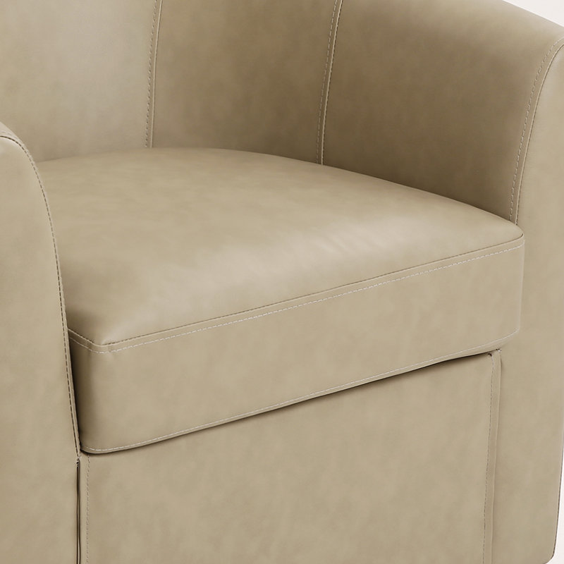 Fauteuil demi-tonneau pivotant en similicuir crème Parlington, Crème