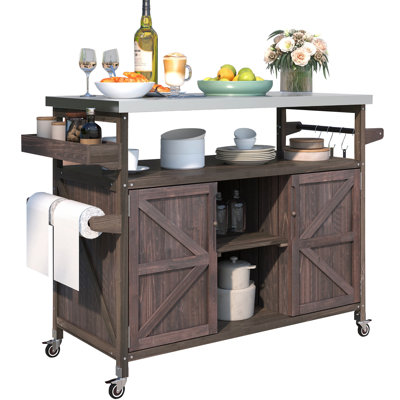 Kitchen Island with Stainless Steel Top