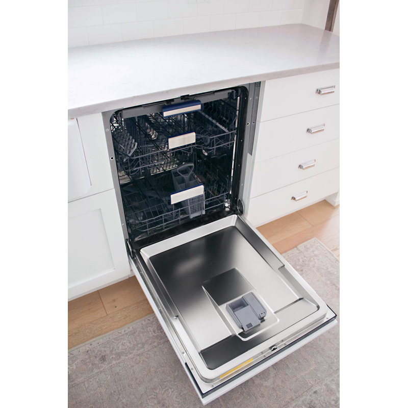 ZLINE Autograph Edition 24" Tallac Series 3rd Rack Top Control Built-In Tall Tub Dishwasher in Custom Panel Ready with Accent Handle, 51dBa