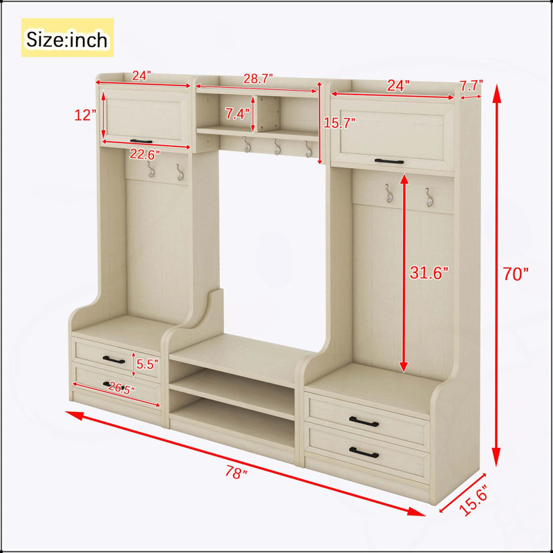 Stylish Entryway Hall Tree with Ample Storage and Elegant Design, Perfect for Organizing and Decorating Your, Beige