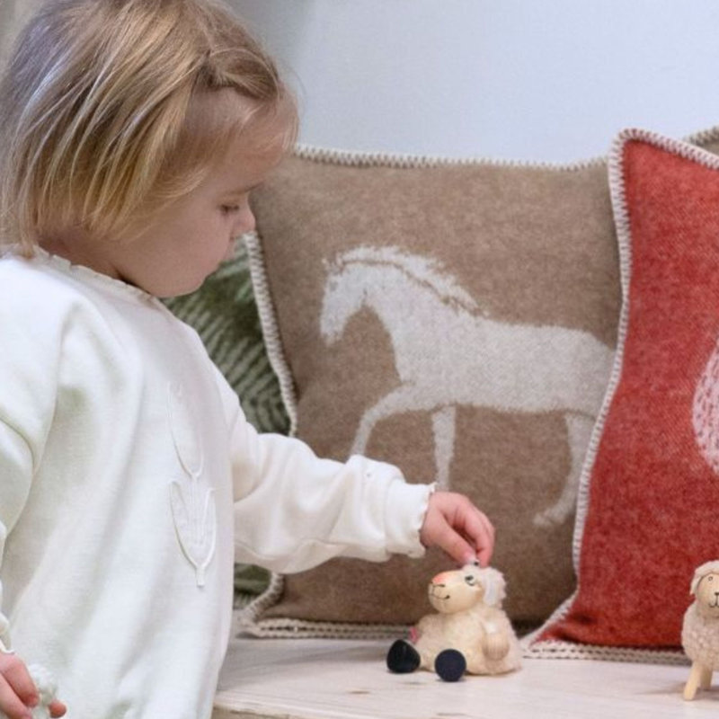 Brown Horse Wool Cushion Cover