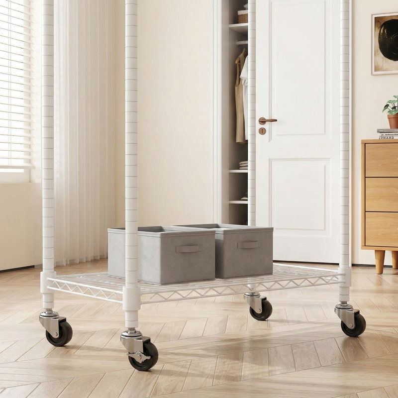 Ginjiro 60cm W Rolling Clothes Racks, White