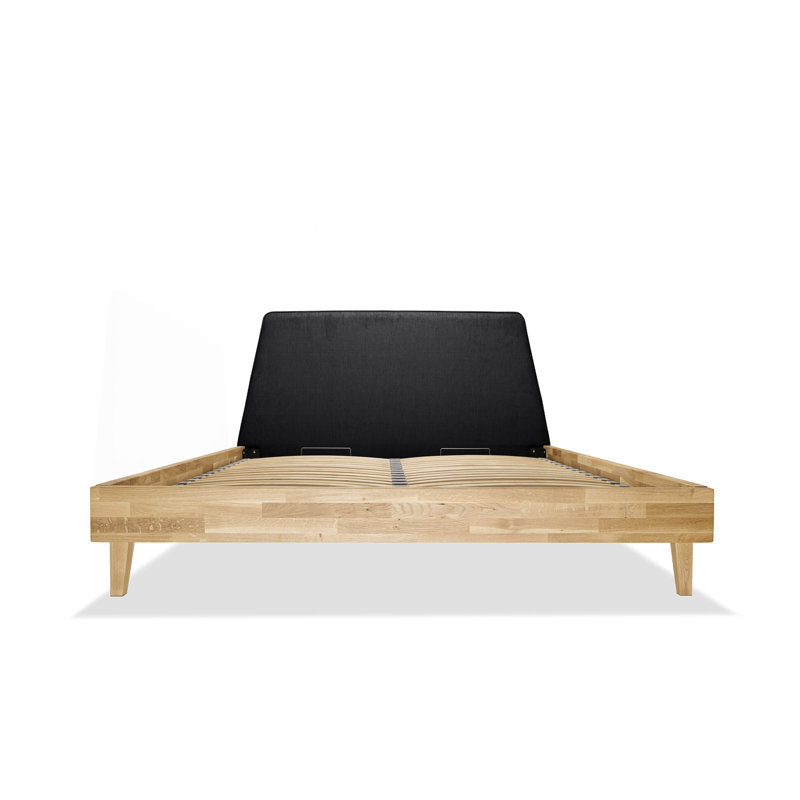 Upholstered Bed, Black, 160 x 200 cm