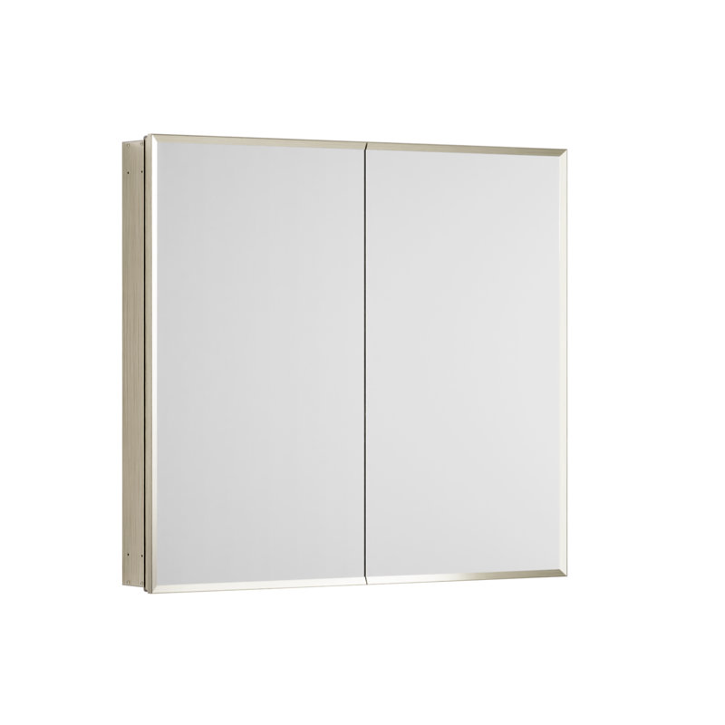 Armoire à pharmacie encastrée ou à surface avec miroir, Nickel brossé, H 32 po x l 48 po x P 5 po