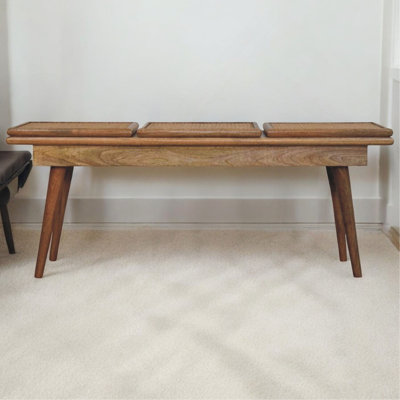 Triple Accent Oak-ish Cane Bench