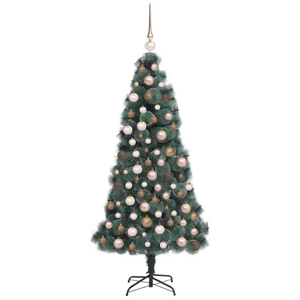vidaXL Artificial Pre-lit Christmas Tree with Ball Set Green